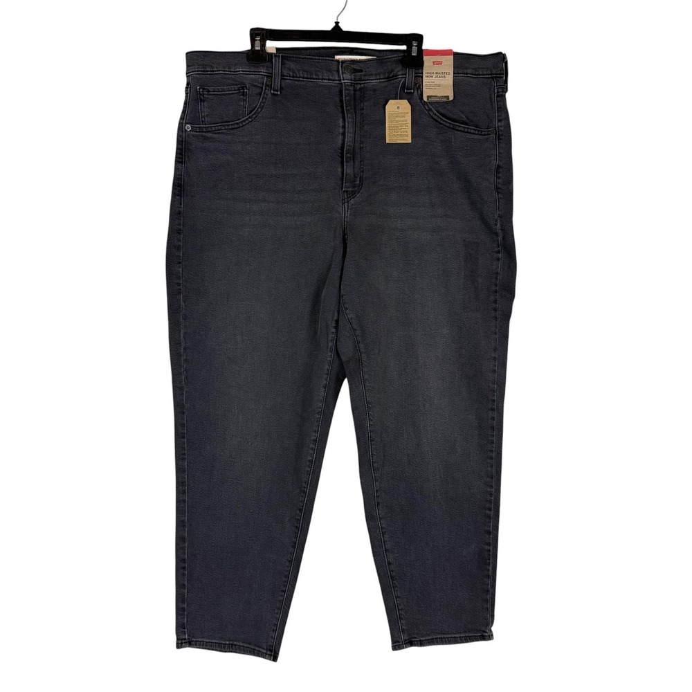 Levi's High Waisted Mom Jeans Womens 20W Gray Charcoal Wash Stretch Denim